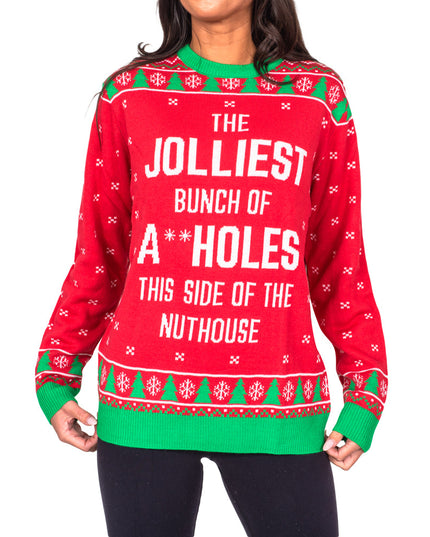 Le pull de Noël rouge moche de la bande la plus joyeuse