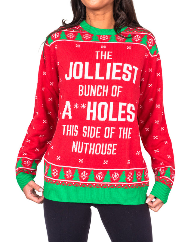 Le pull de Noël rouge moche de la bande la plus joyeuse