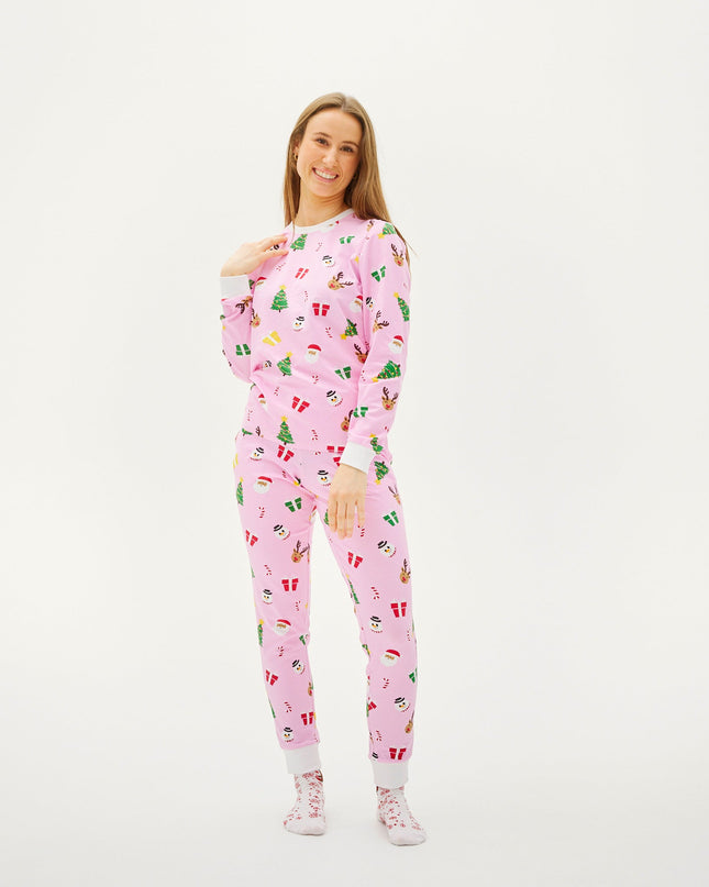 Pyjamas de Noël roses pour toute la famille