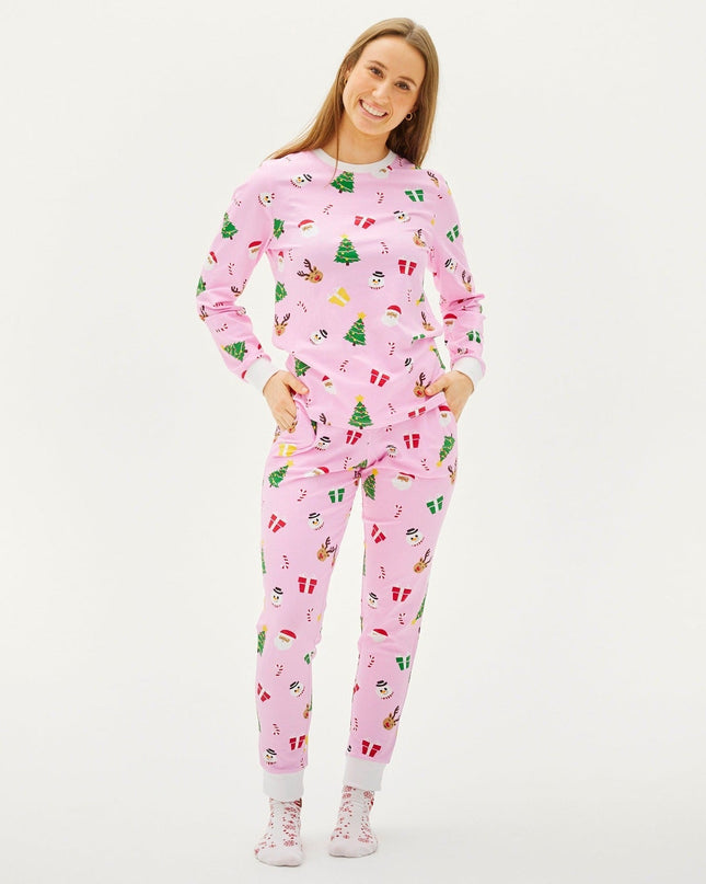 Pyjamas de Noël roses pour toute la famille