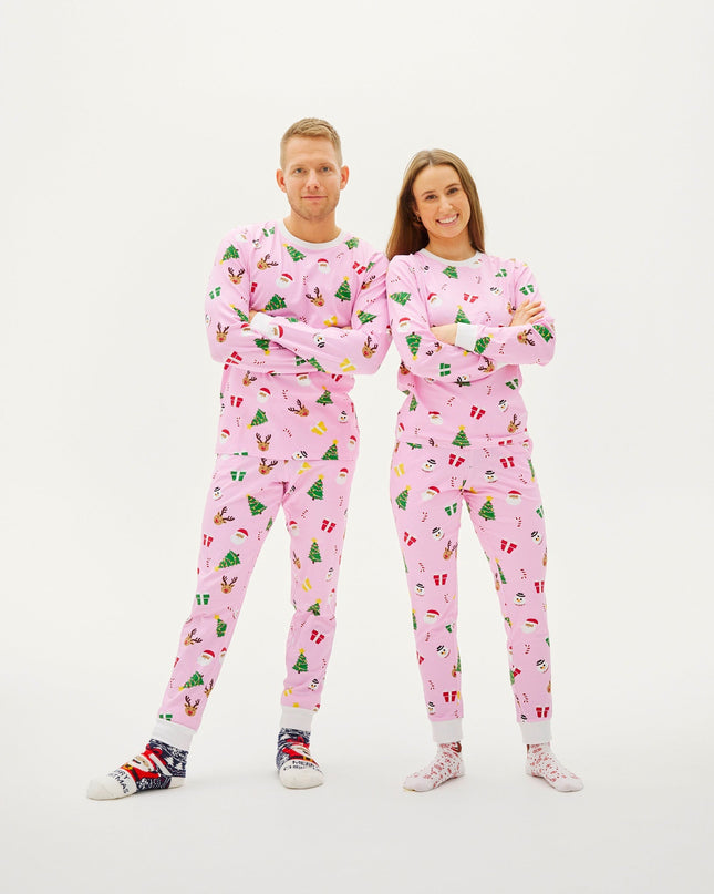 Pyjama de Noël rose pour homme - Confort toute l'année