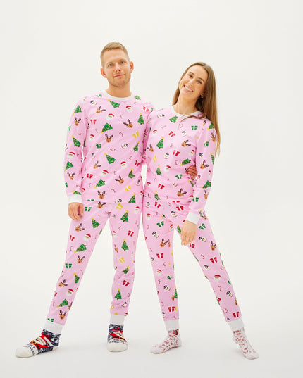 Pyjama de Noël rose pour homme - Confort toute l'année