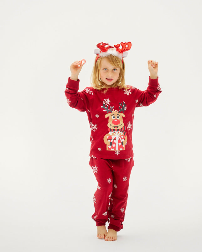 Pyjamas de Noël rouges mignons de Rudolf pour enfants