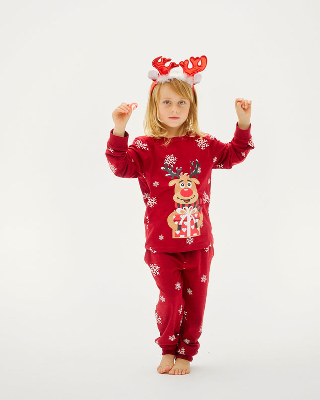 Pyjamas de Noël rouges mignons de Rudolf pour enfants