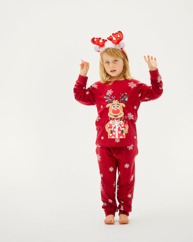 Pyjamas de Noël rouges mignons de Rudolf pour enfants
