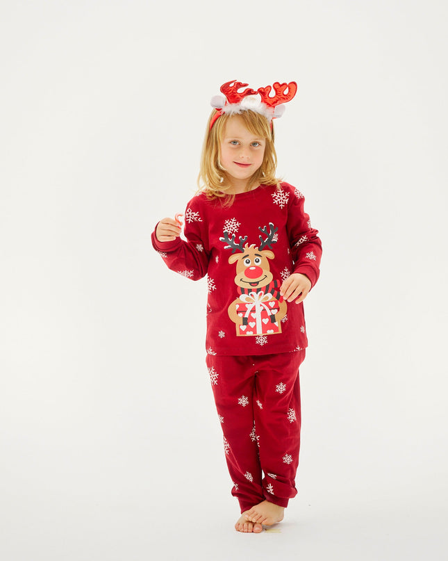 Pyjamas de Noël rouges mignons de Rudolf pour enfants