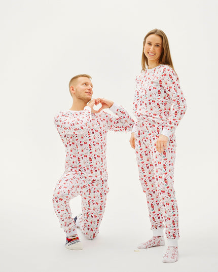 Pyjamas blancs pour la Saint-Valentin pour hommes