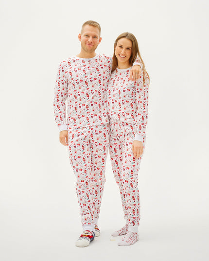 Pyjamas blancs pour la Saint-Valentin pour hommes