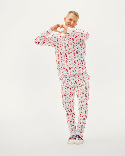Pyjamas blancs pour la Saint-Valentin pour hommes