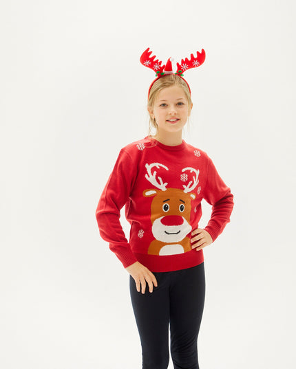 Le pull de Noël avec le renne affectueux pour enfants