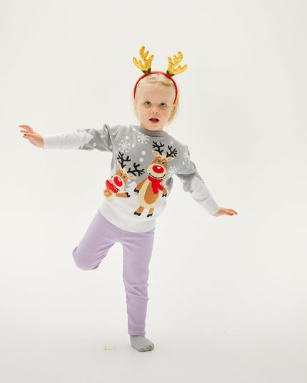 Pull de Noël mignon pour enfants - Modèle adapté aux familles