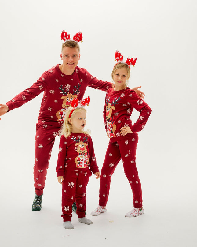 Pyjamas de Noël rouges mignons de Rudolf pour enfants