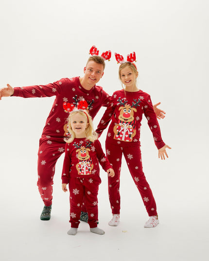 Pyjamas de Noël rouges mignons de Rudolf pour enfants