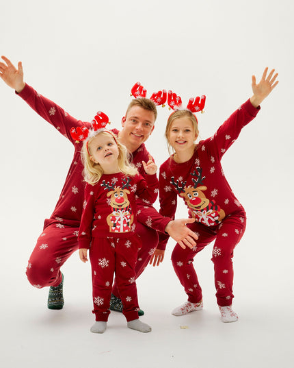 Pyjamas de Noël rouges mignons de Rudolf pour enfants