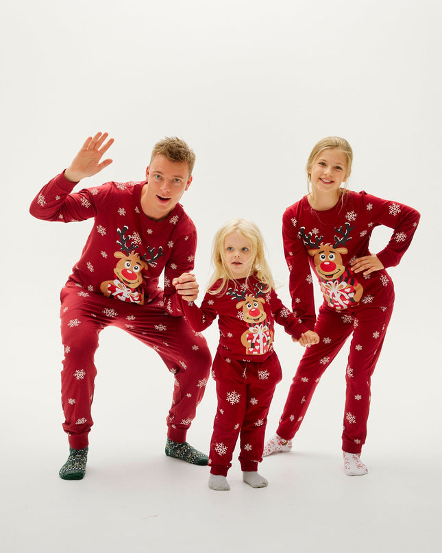 Pyjamas de Noël rouges mignons de Rudolf pour enfants