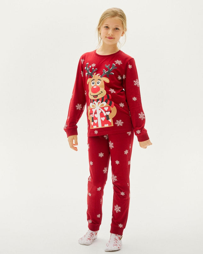 Pyjamas de Noël rouges mignons de Rudolf pour enfants