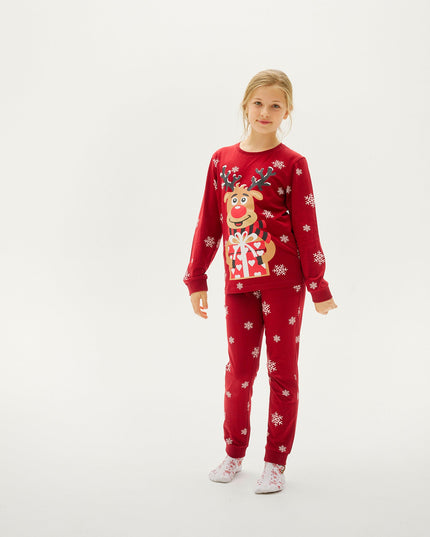 Pyjamas de Noël rouges mignons de Rudolf pour enfants