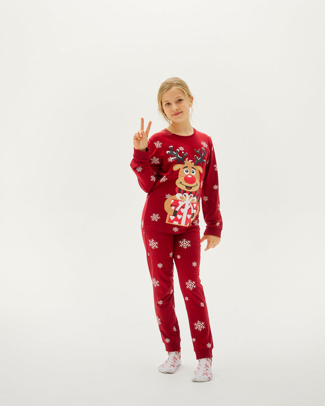 Pyjamas de Noël rouges mignons de Rudolf pour enfants