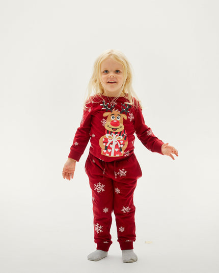 Pyjamas de Noël rouges mignons de Rudolf pour enfants