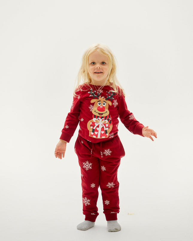 Pyjamas de Noël rouges mignons de Rudolf pour enfants