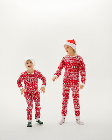 Pyjamas de Noël pour enfants Peaceful Bordeaux pour des nuits douillettes
