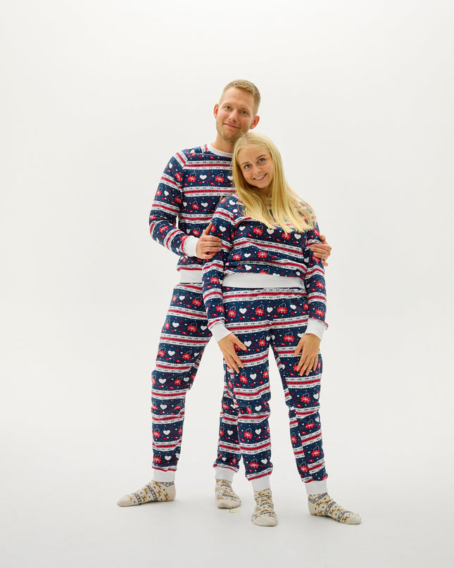 Ensemble de pyjamas de Noël pour homme, motif Saint-Valentin marine