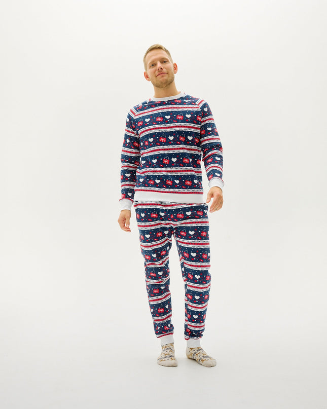 Ensemble de pyjamas de Noël pour homme, motif Saint-Valentin marine