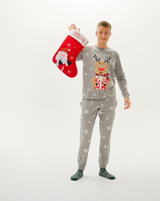 Adorable pyjama Rudolph gris pour homme
