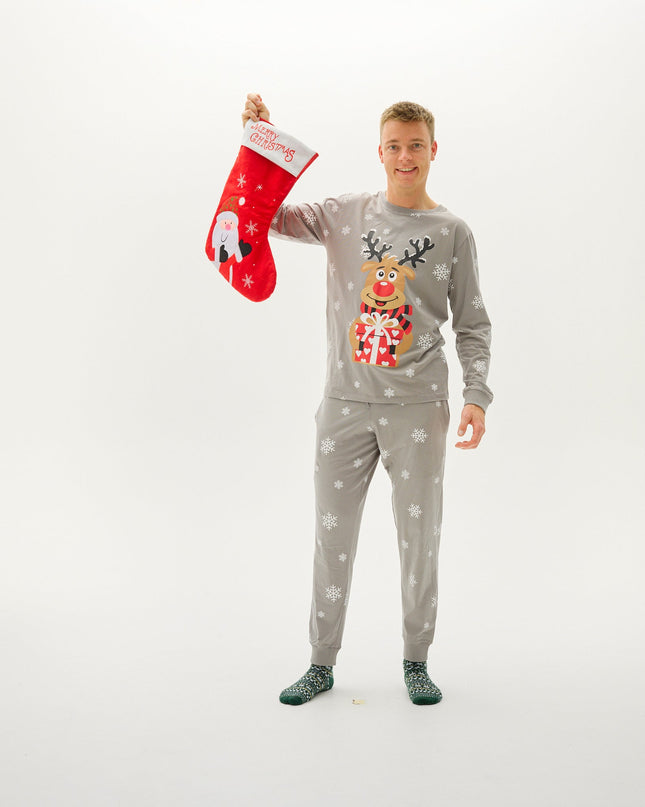 Adorable pyjama Rudolph gris pour homme