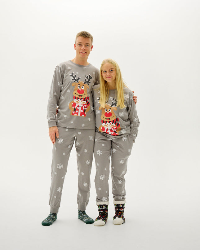 Adorable pyjama gris Rudolph pour femmes