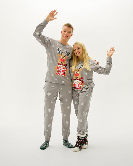 Adorable pyjama gris Rudolph pour femmes