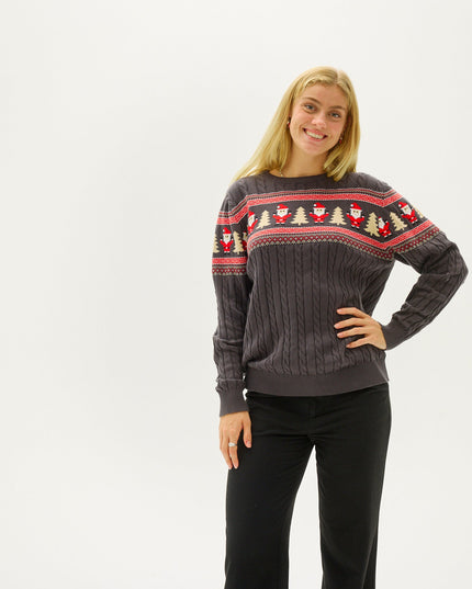 Pull en maille torsadée Père Noël pour femme - Meilleures ventes