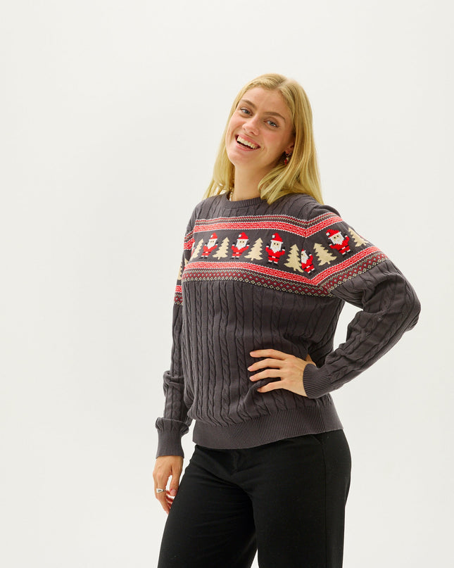 Pull en maille torsadée Père Noël pour femme - Meilleures ventes