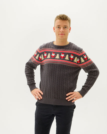 Pull en maille torsadée Père Noël pour homme - Meilleures ventes