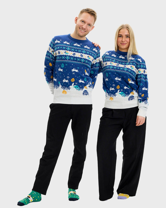 Pull de Pâques bleu mignon - Édition Homme