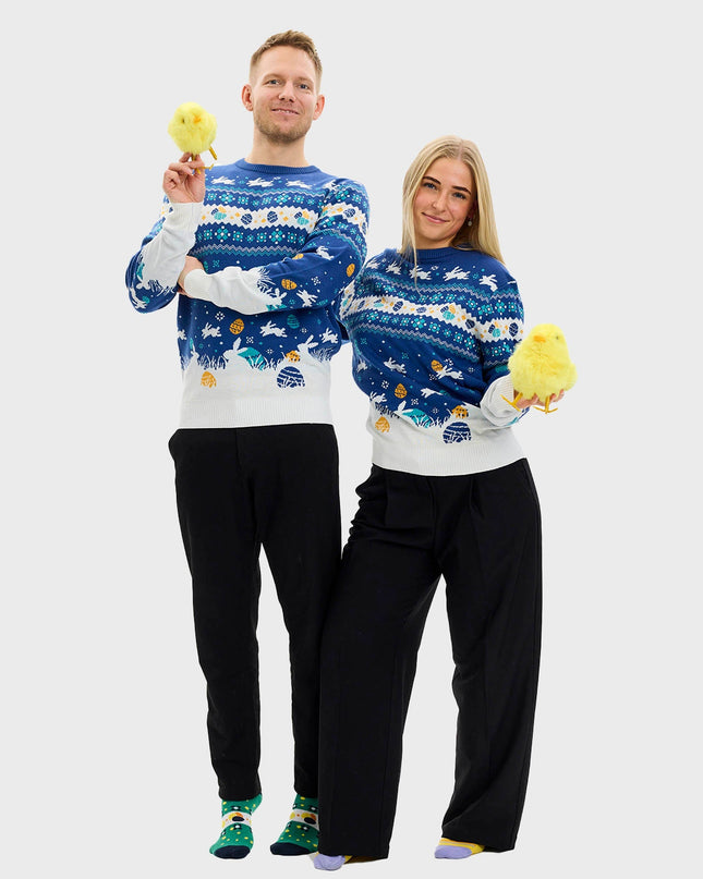 Pull de Pâques bleu mignon - Édition Femme