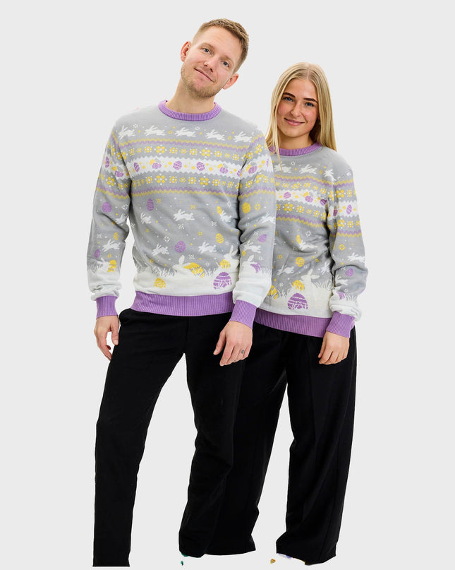 Pull de Pâques gris mignon pour hommes