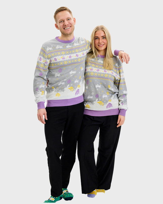 Pull de Pâques gris mignon pour femmes