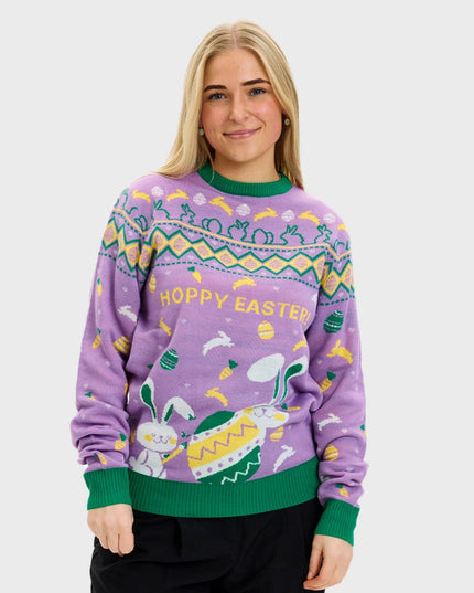 Pull de Pâques Eggercise violet - Édition Femme