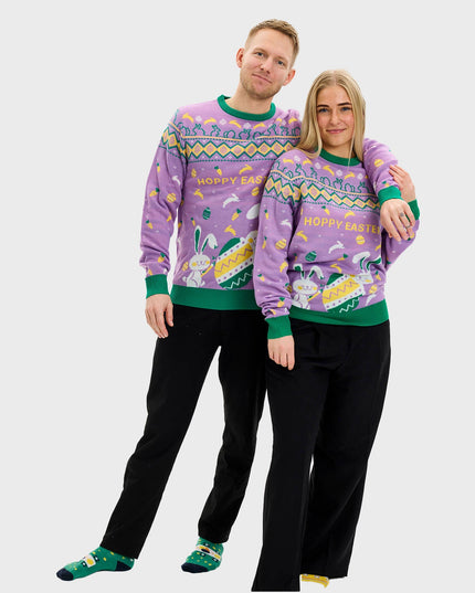 Pull de Pâques Eggercise violet - Édition Homme