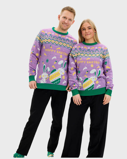 Pull de Pâques Eggercise violet - Édition Femme