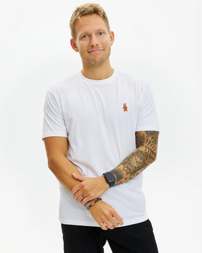 T-shirt de Noël unisexe blanc « Bonhomme en pain d'épice »
