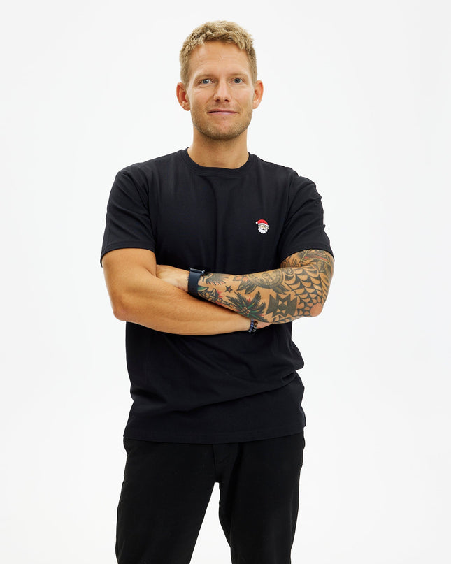 T-shirt noir Père Noël pour hommes