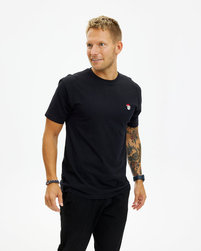 T-shirt noir Père Noël pour hommes