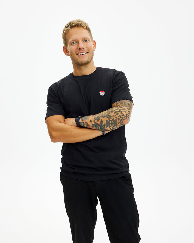 T-shirt noir Père Noël pour hommes