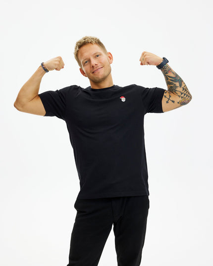 T-shirt noir Père Noël pour hommes