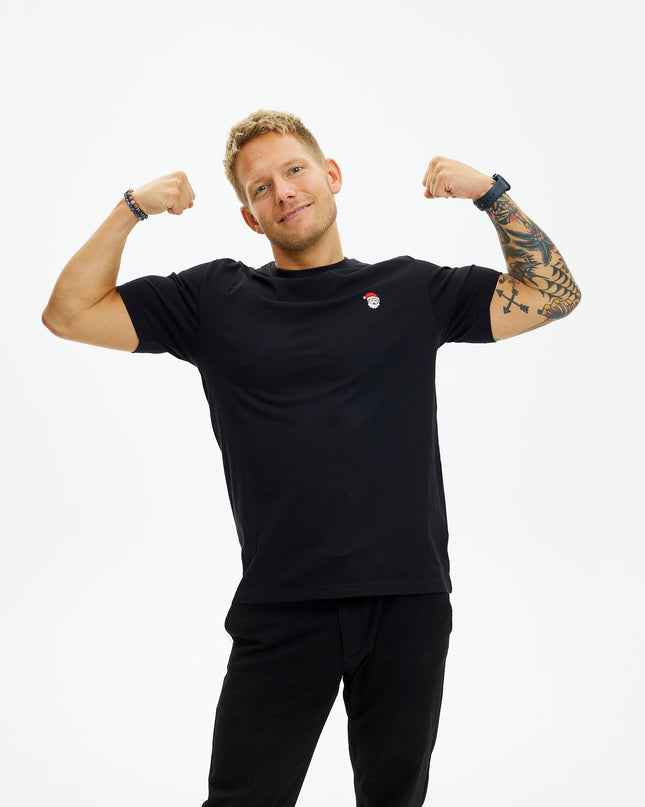 T-shirt noir Père Noël pour hommes