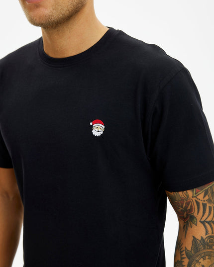 T-shirt noir Père Noël pour hommes