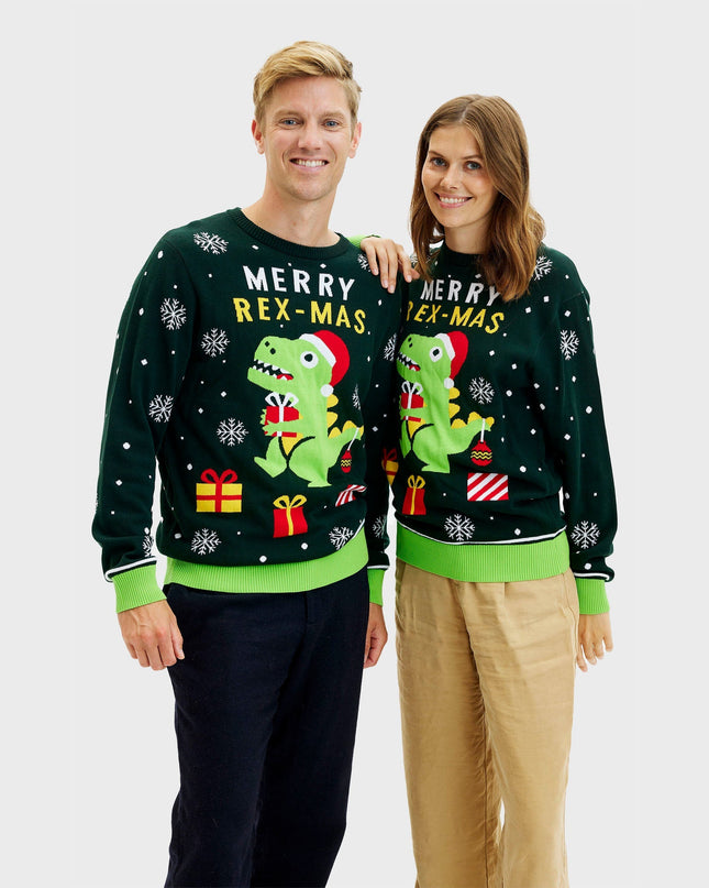 Pull de Noël mignon avec un dinosaure - Femme
