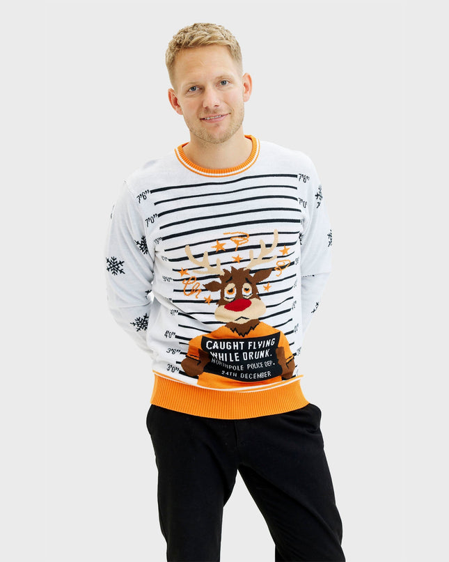 Pull de Noël Rudolph le criminel pour homme - Style familial